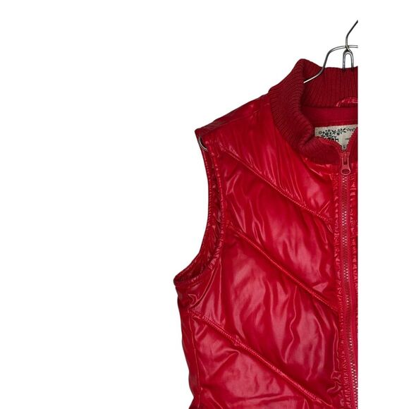 Old Navy Womens Vests Puffer Full Zip Rib Knit Collar Lined Sleeveless Red Small - Picture 3 of 10
